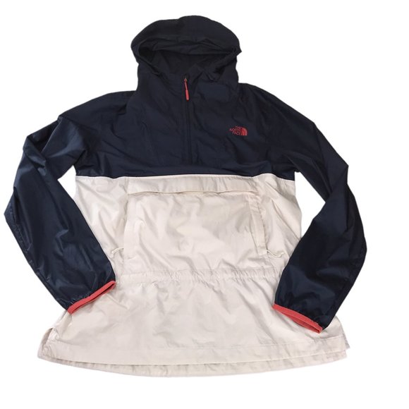 The North Face Anorak Hooded Windbreaker with Kangaroo Pouch.  Dark Blue White S - Picture 4 of 16